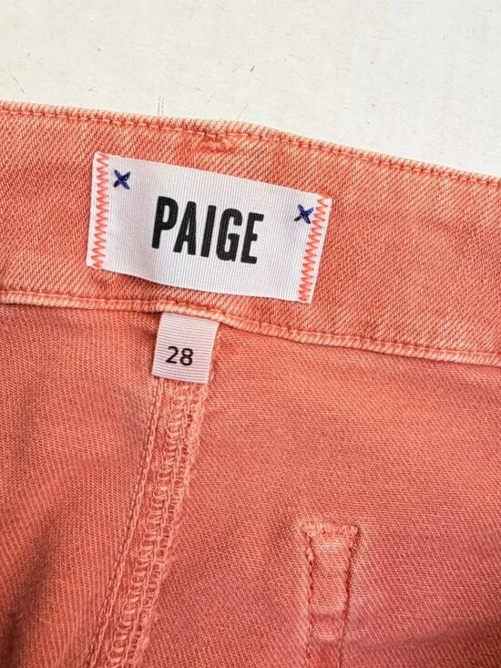 Paige Nellie Wide Leg Crop Pants Womens 28 Peach Cotton Blend Stretch Button Fly - Picture 5 of 10